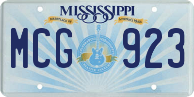 MS license plate MCG923