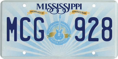 MS license plate MCG928