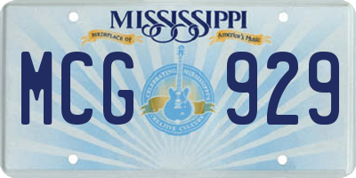 MS license plate MCG929