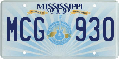 MS license plate MCG930