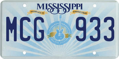MS license plate MCG933