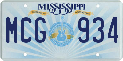 MS license plate MCG934