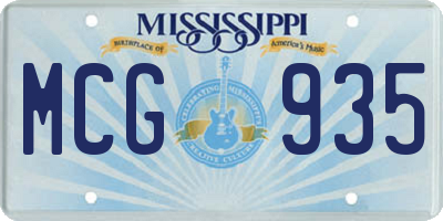MS license plate MCG935