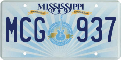 MS license plate MCG937