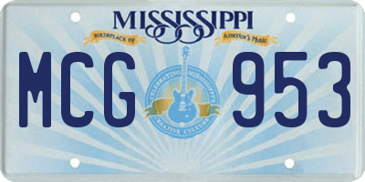MS license plate MCG953