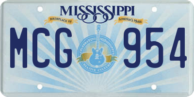MS license plate MCG954