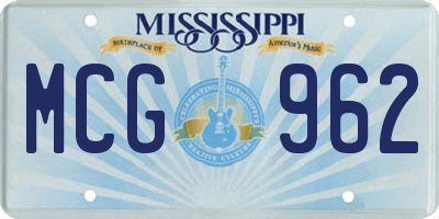 MS license plate MCG962