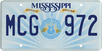 MS license plate MCG972