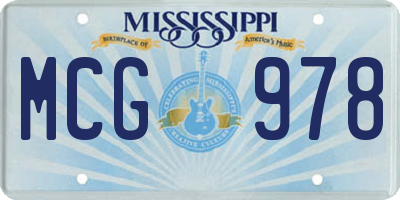 MS license plate MCG978
