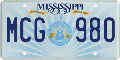 MS license plate MCG980