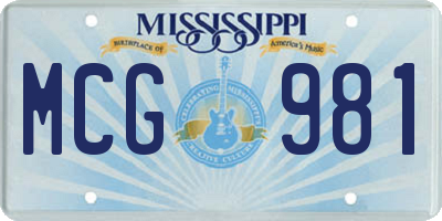 MS license plate MCG981