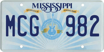 MS license plate MCG982