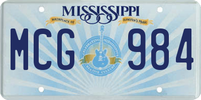 MS license plate MCG984