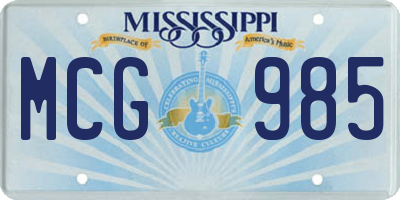 MS license plate MCG985