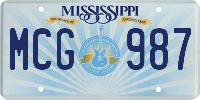 MS license plate MCG987