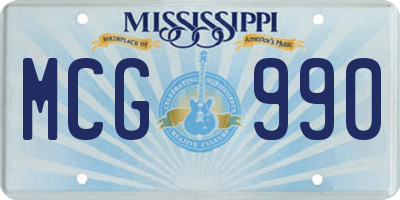 MS license plate MCG990