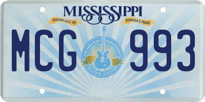 MS license plate MCG993