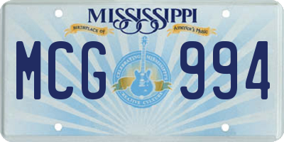 MS license plate MCG994