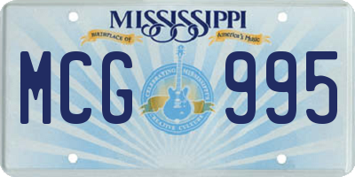 MS license plate MCG995