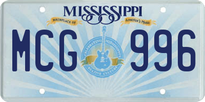MS license plate MCG996