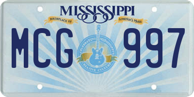 MS license plate MCG997