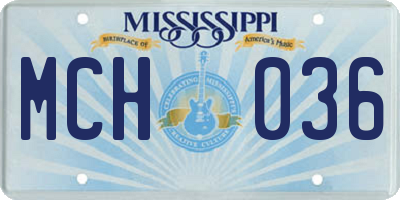 MS license plate MCH036
