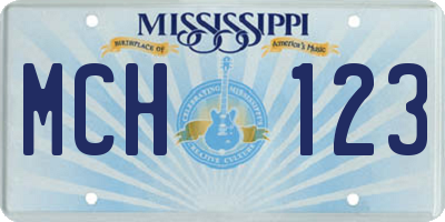 MS license plate MCH123