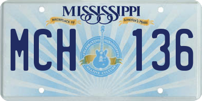 MS license plate MCH136