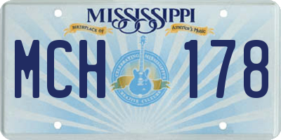 MS license plate MCH178