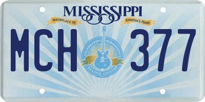 MS license plate MCH377