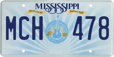 MS license plate MCH478