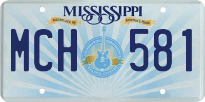 MS license plate MCH581