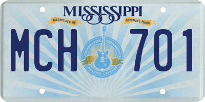MS license plate MCH701