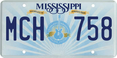 MS license plate MCH758