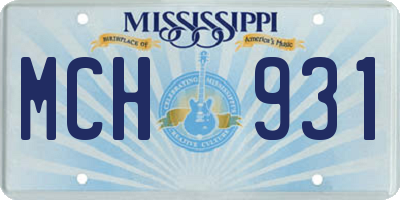 MS license plate MCH931
