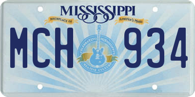MS license plate MCH934