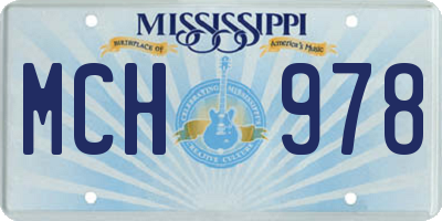 MS license plate MCH978