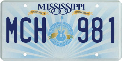 MS license plate MCH981