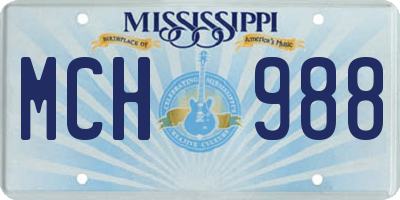 MS license plate MCH988