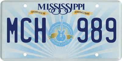 MS license plate MCH989