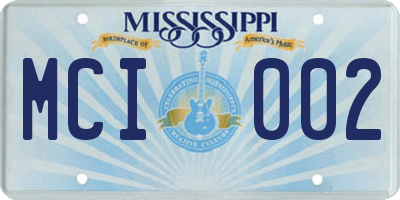 MS license plate MCI002