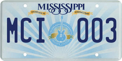 MS license plate MCI003