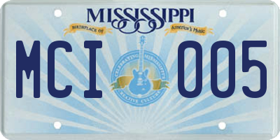 MS license plate MCI005