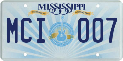 MS license plate MCI007