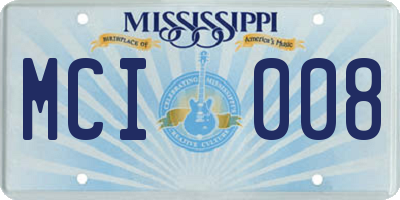 MS license plate MCI008