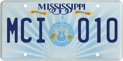 MS license plate MCI010