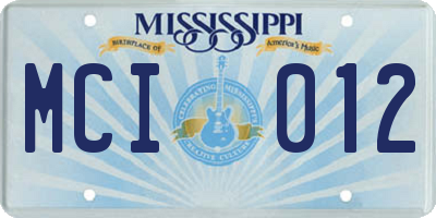 MS license plate MCI012