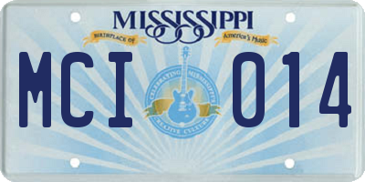 MS license plate MCI014