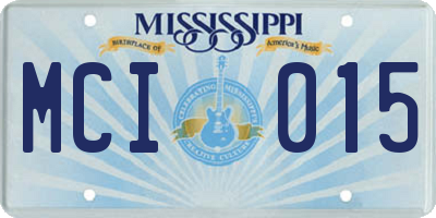 MS license plate MCI015