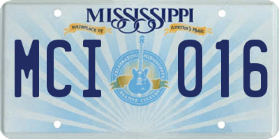 MS license plate MCI016